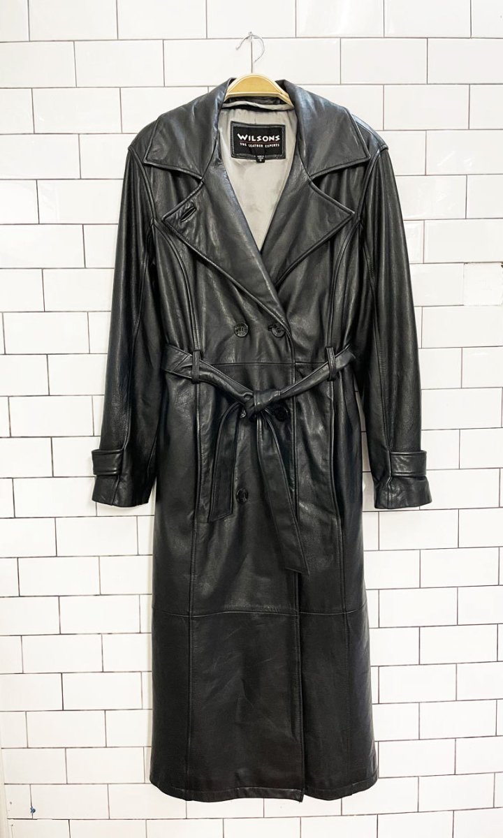 vintage wilsons soft leather belted trench coat - good market thrift store