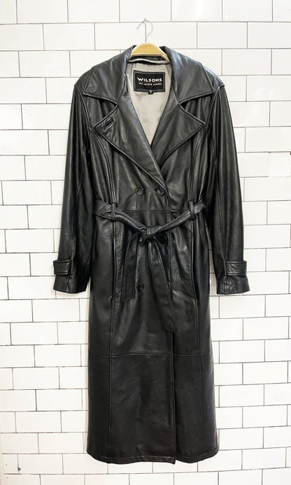 vintage wilsons soft leather belted trench coat - good market thrift store