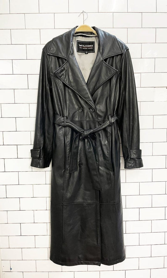 vintage wilsons soft leather belted trench coat - good market thrift store