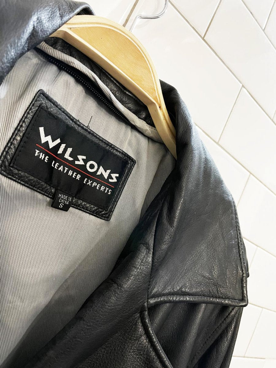 vintage wilsons soft leather belted trench coat - good market thrift store