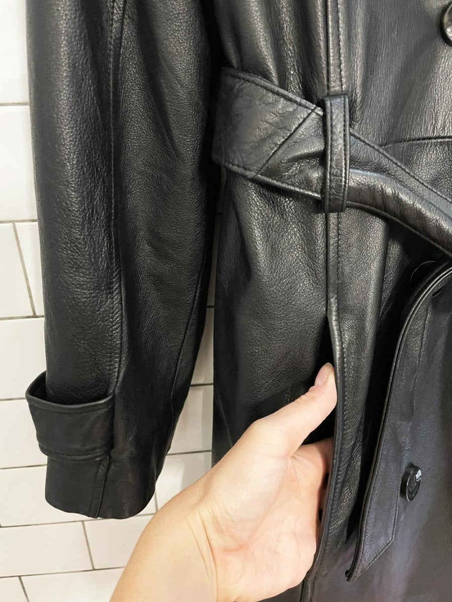 vintage wilsons soft leather belted trench coat - good market thrift store