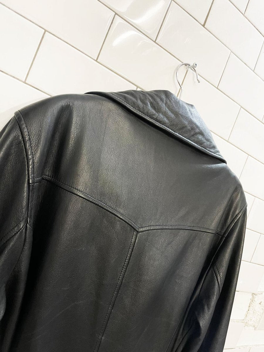 vintage wilsons soft leather belted trench coat - good market thrift store