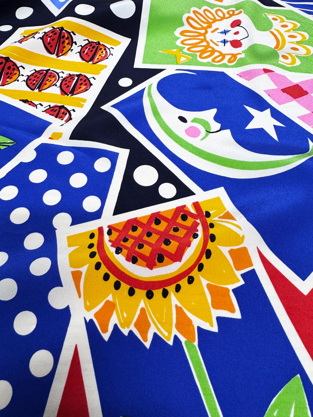 vintage bob mackie 100% silk "favourite things" xl square scarf | wearable art