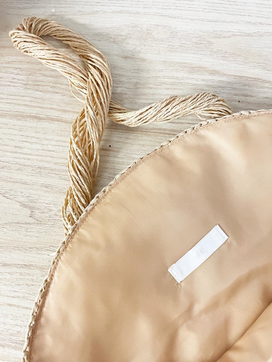 h&m large round straw tote bag - good market thrift store