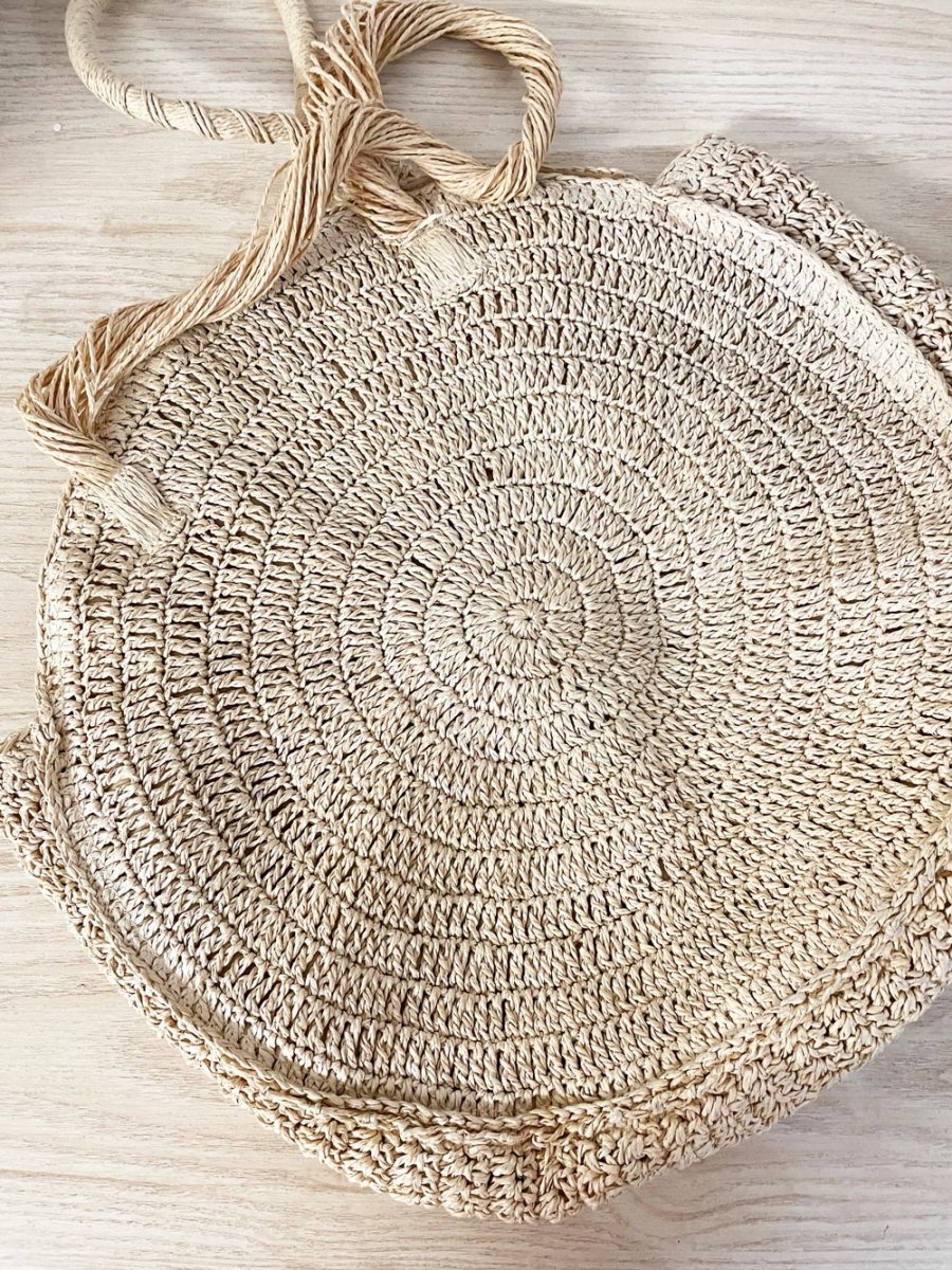 h&m large round straw tote bag - good market thrift store