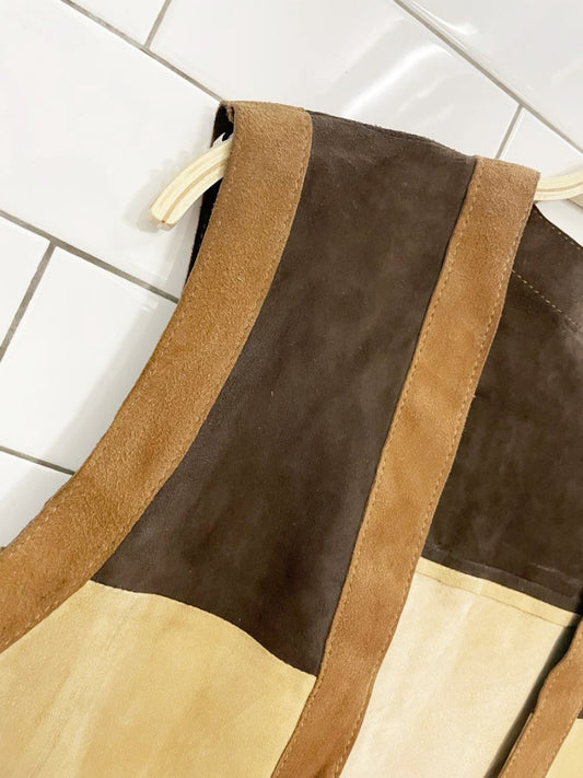 vintage lamb suede colourblock tie front vest | unlined - good market thrift store