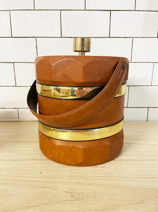 vintage mcm shelton ware NYC faux leather ice bucket - good market thrift store