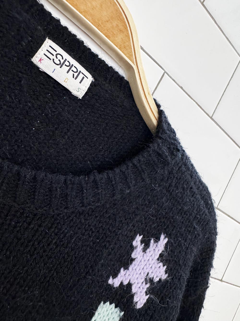 vintage 90s esprit spellout + stars knit sweater