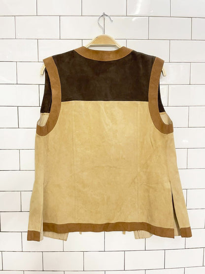vintage lamb suede colourblock tie front vest | unlined - good market thrift store