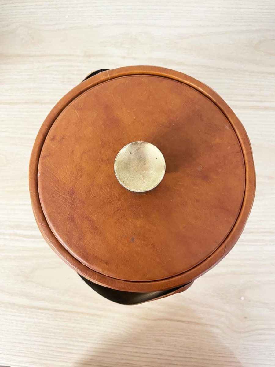 vintage mcm shelton ware NYC faux leather ice bucket - good market thrift store