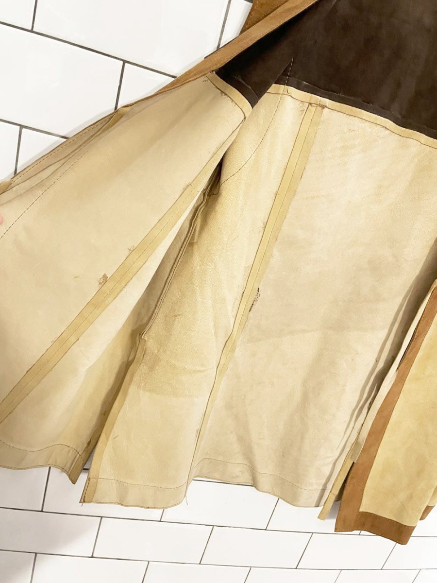 vintage lamb suede colourblock tie front vest | unlined - good market thrift store