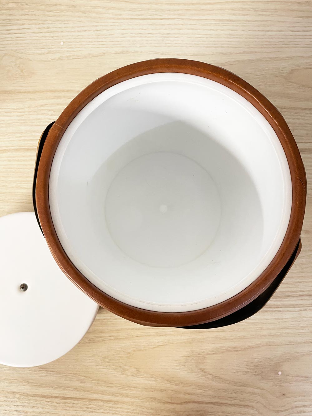 vintage mcm shelton ware NYC faux leather ice bucket - good market thrift store