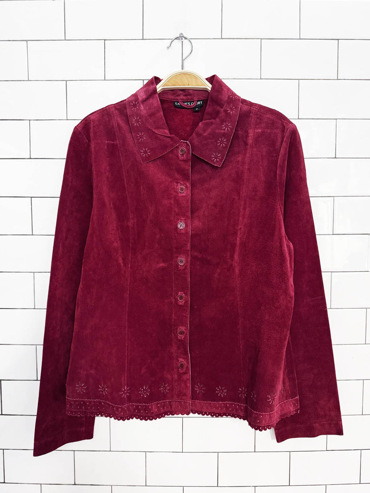 vintage 00s carlie's court suede laser cut short jacket | leather