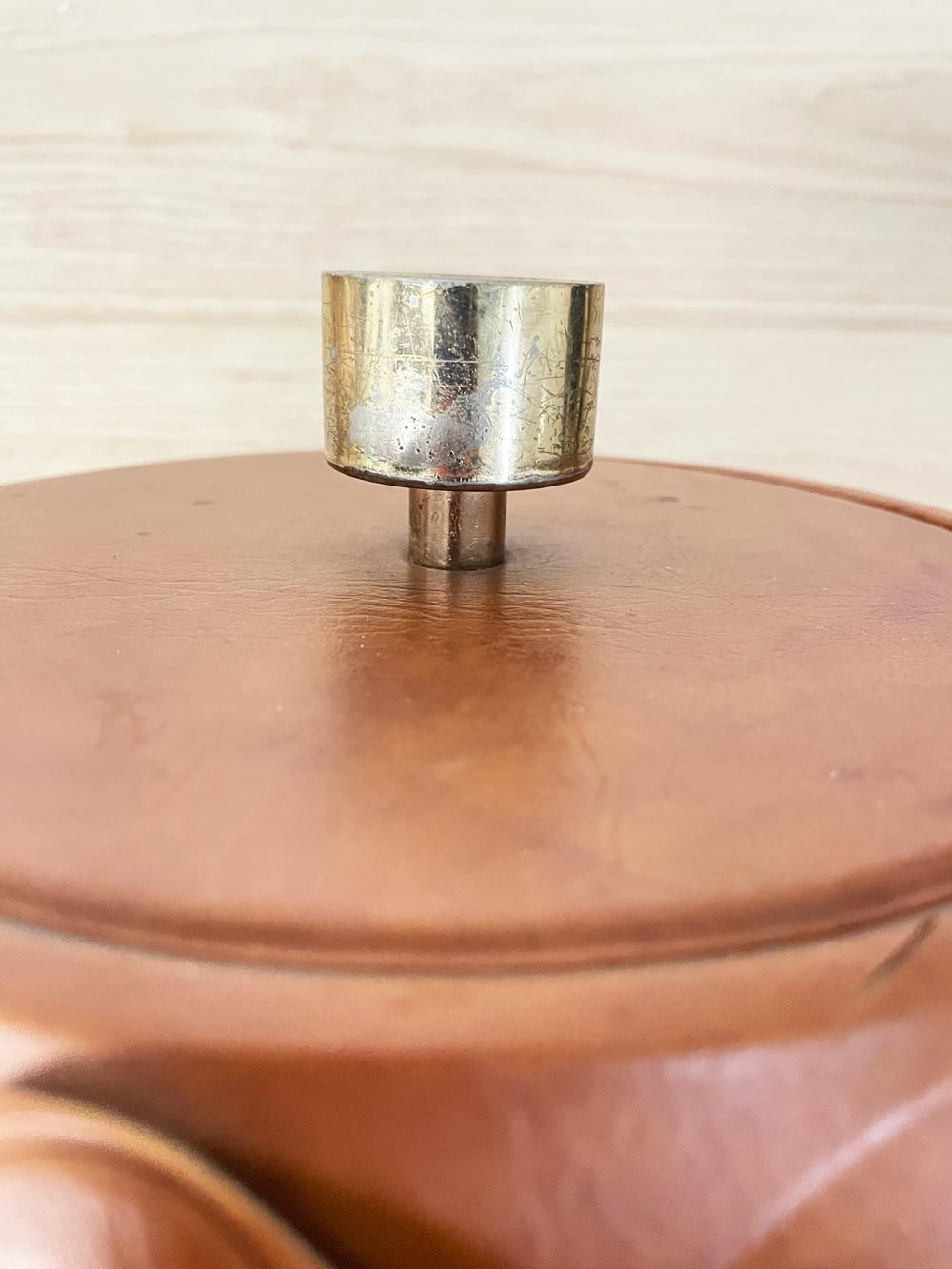 vintage mcm shelton ware NYC faux leather ice bucket - good market thrift store