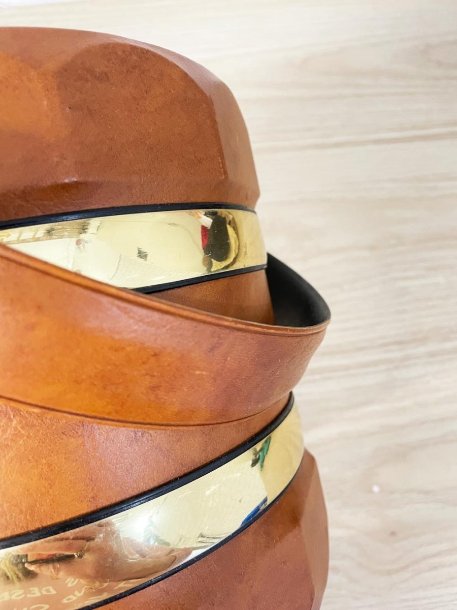 vintage mcm shelton ware NYC faux leather ice bucket - good market thrift store