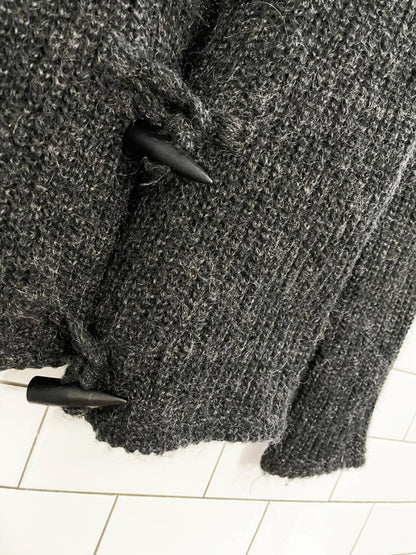 y2k ABS allen schwartz mohair knit cardigan with ostrich feather collar - good market thrift store