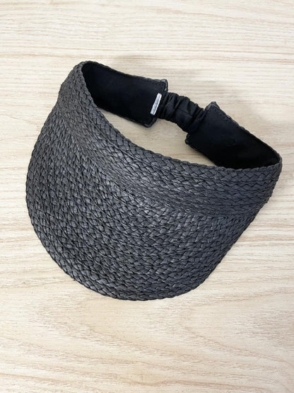black straw boho sun visor - good market thrift store