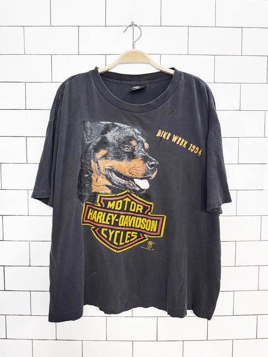 vintage 90s harley davidson single stitch rottweiller tee | made in USA