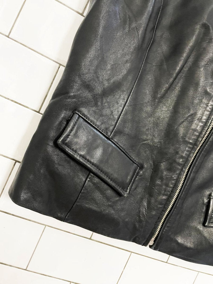 vintage 00s neiman marcus butter leather minimal zip vest - good market thrift store