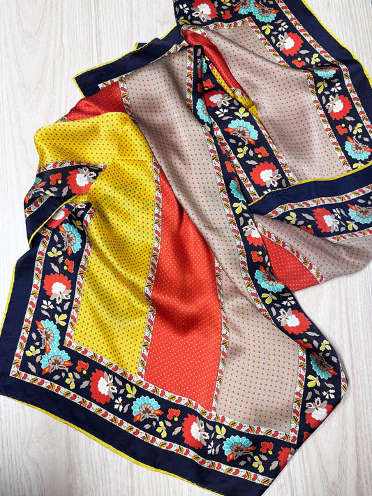 100% silk floral xl long rectangle scarf