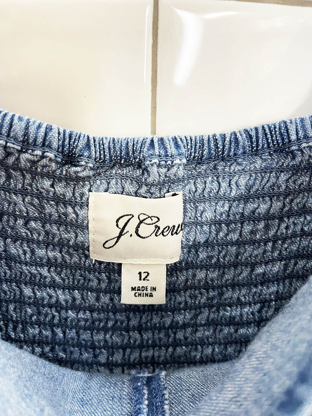 j crew tiered denim midi dress