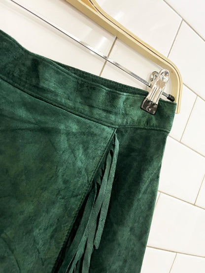 vintage 80s danier fringe wrap suede maxi skirt - good market thrift store
