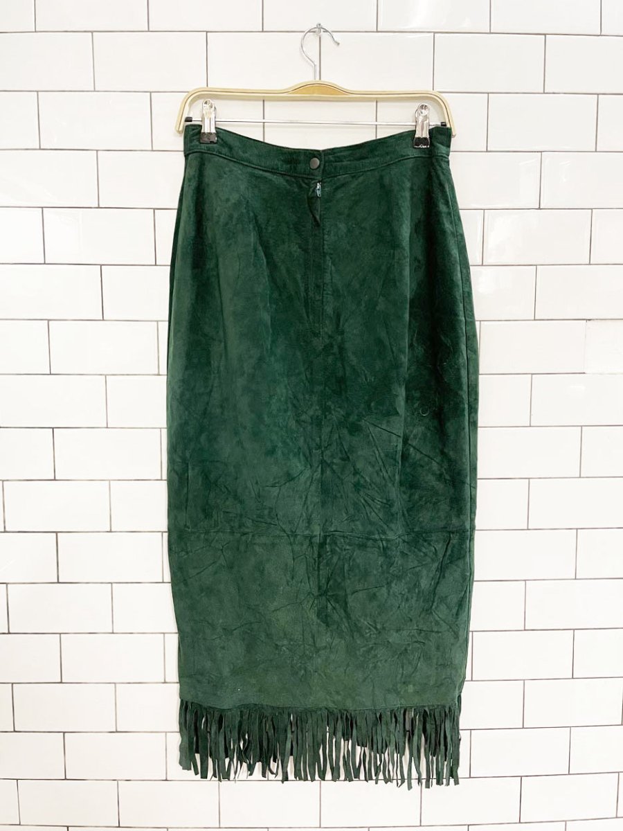 vintage 80s danier fringe wrap suede maxi skirt - good market thrift store
