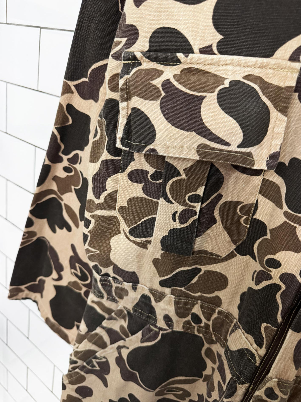 vintage 90s duck bay camo duck canvas utility coveralls