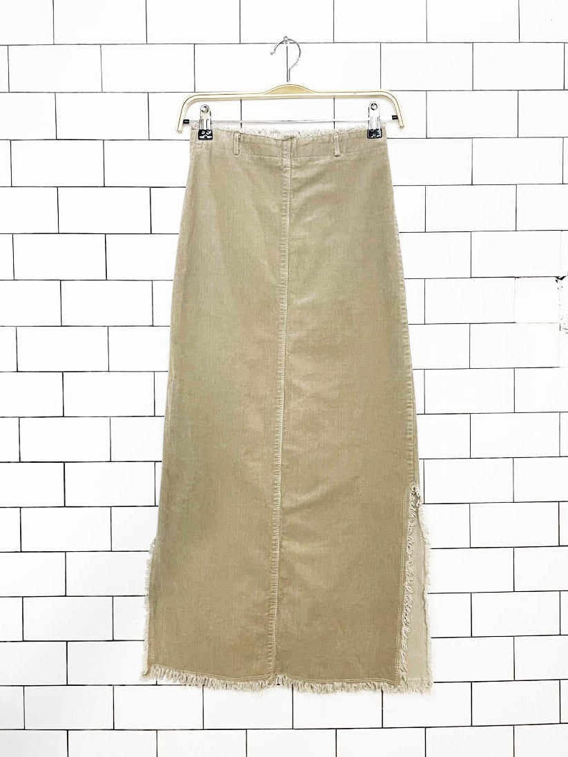 y2k 2 best corduroy raw edge maxi skirt