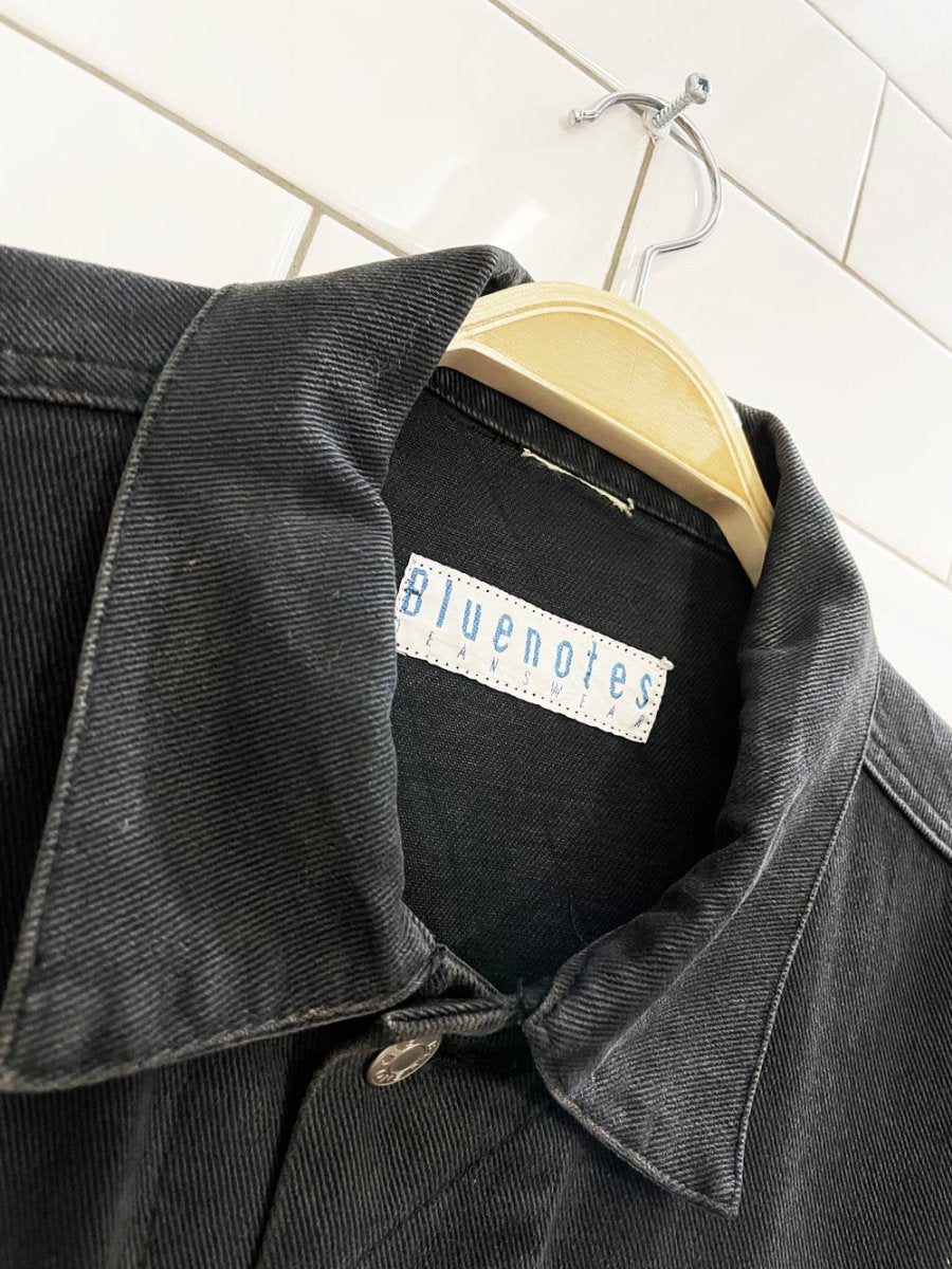 vintage 80s bluenotes oversized black denim jacket - good market thrift store