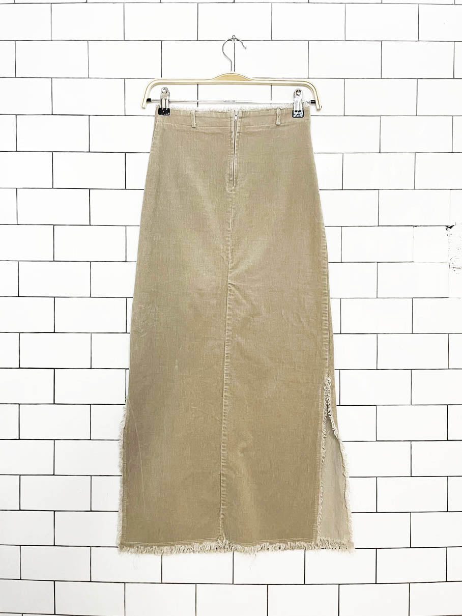 y2k 2 best corduroy raw edge maxi skirt