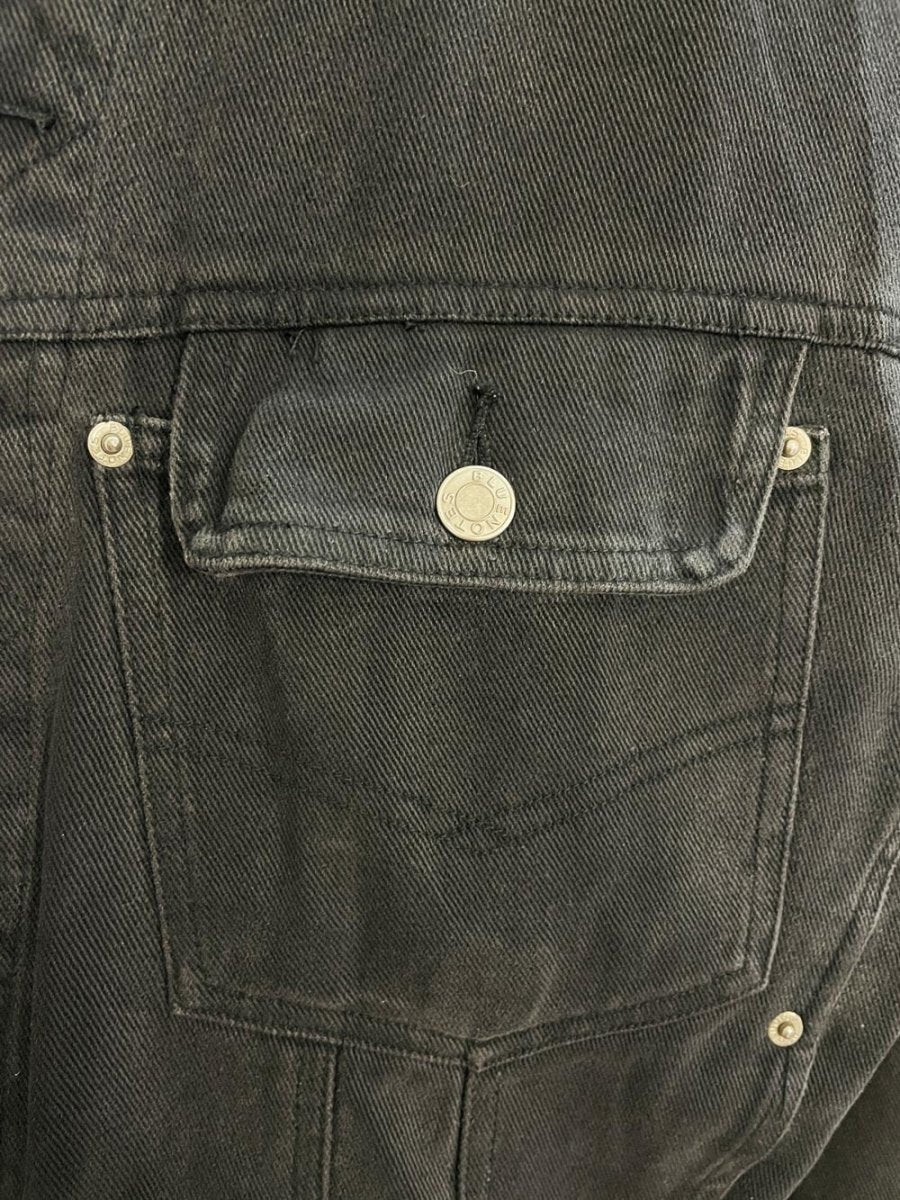 vintage 80s bluenotes oversized black denim jacket - good market thrift store
