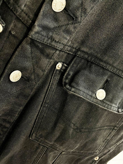 vintage 80s bluenotes oversized black denim jacket - good market thrift store