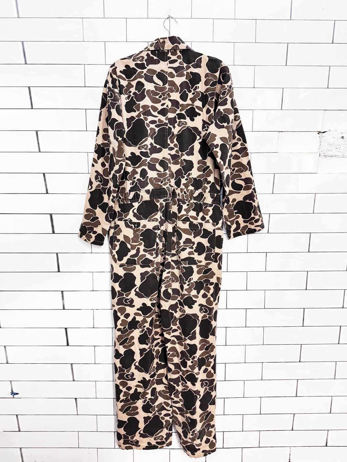 vintage 90s duck bay camo duck canvas utility coveralls