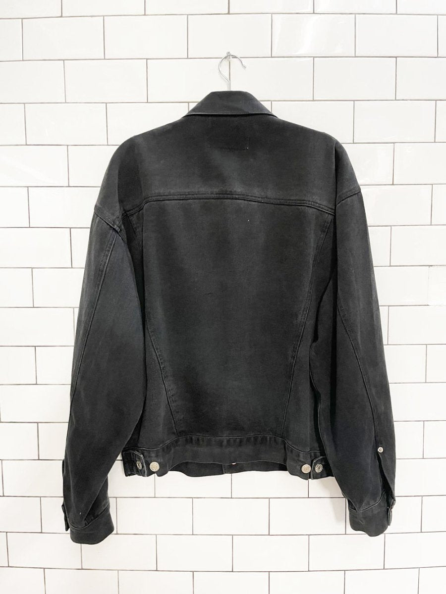 vintage 80s bluenotes oversized black denim jacket - good market thrift store