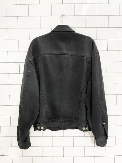 vintage 80s bluenotes oversized black denim jacket - good market thrift store