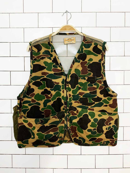 vintage 70s saftbak hunting duck camo vest | made in usa