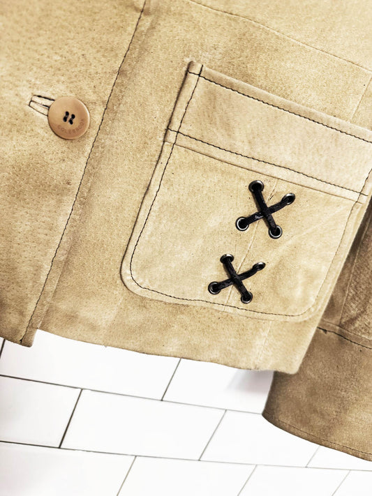 vintage 00s colebrook suede contrast lace up jacket | leather