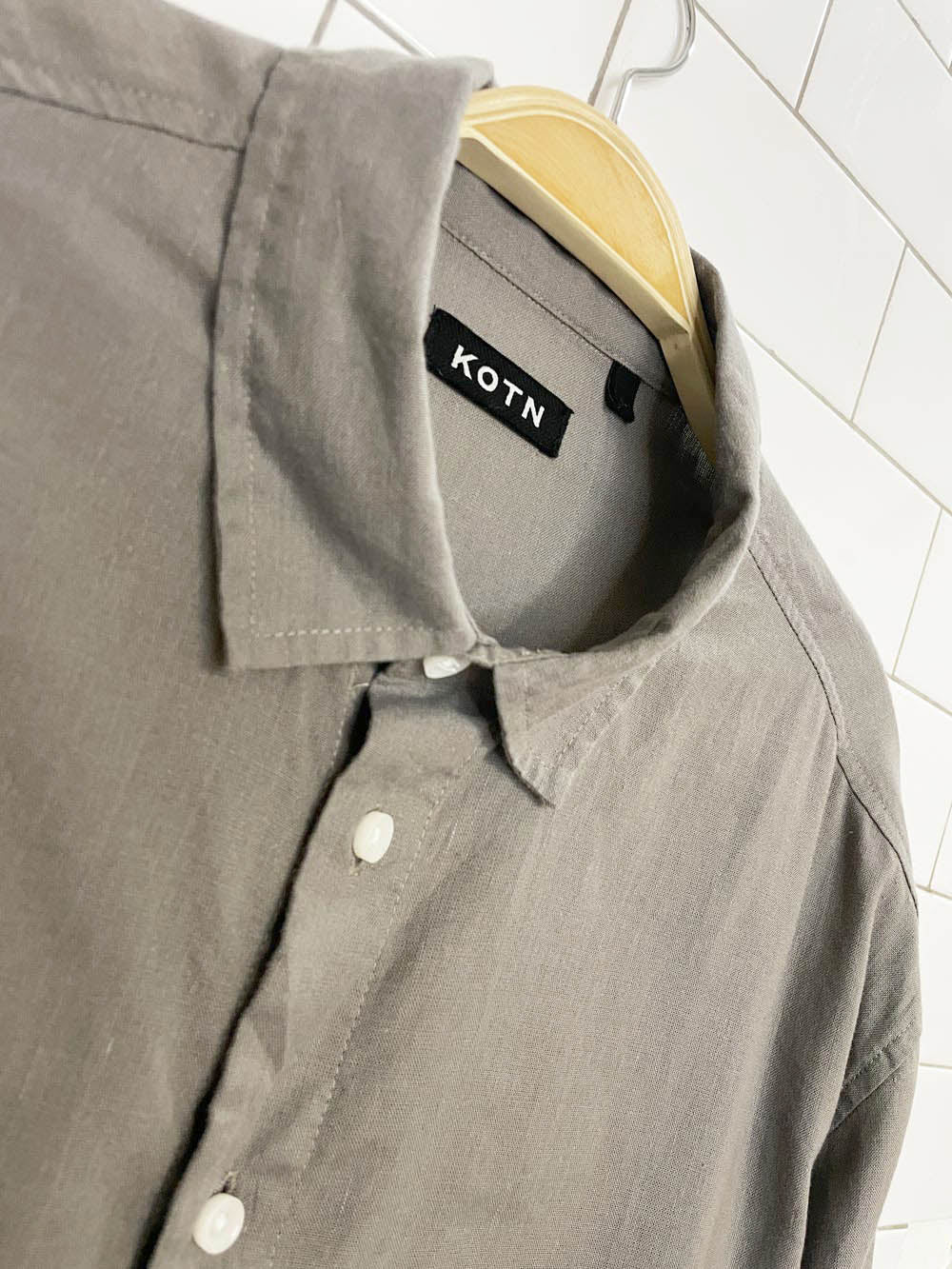 kotn linen-blend full button big pocket shirt
