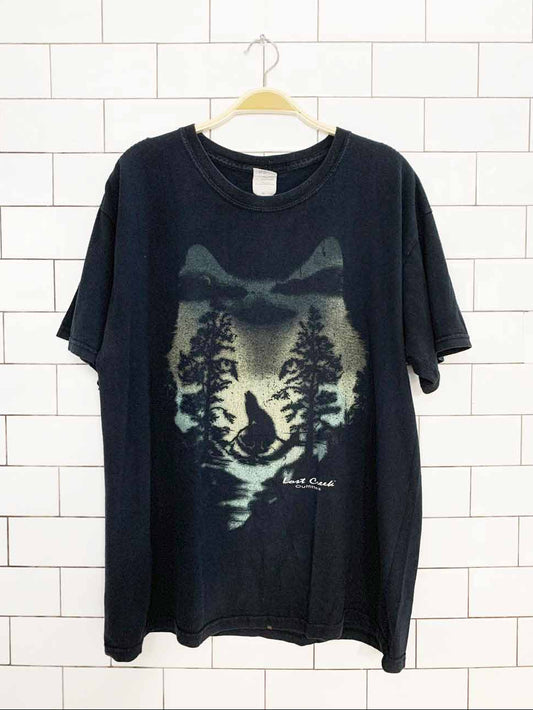 vintage 00s faded printed wolf tee | lost creek outfitters | gildan