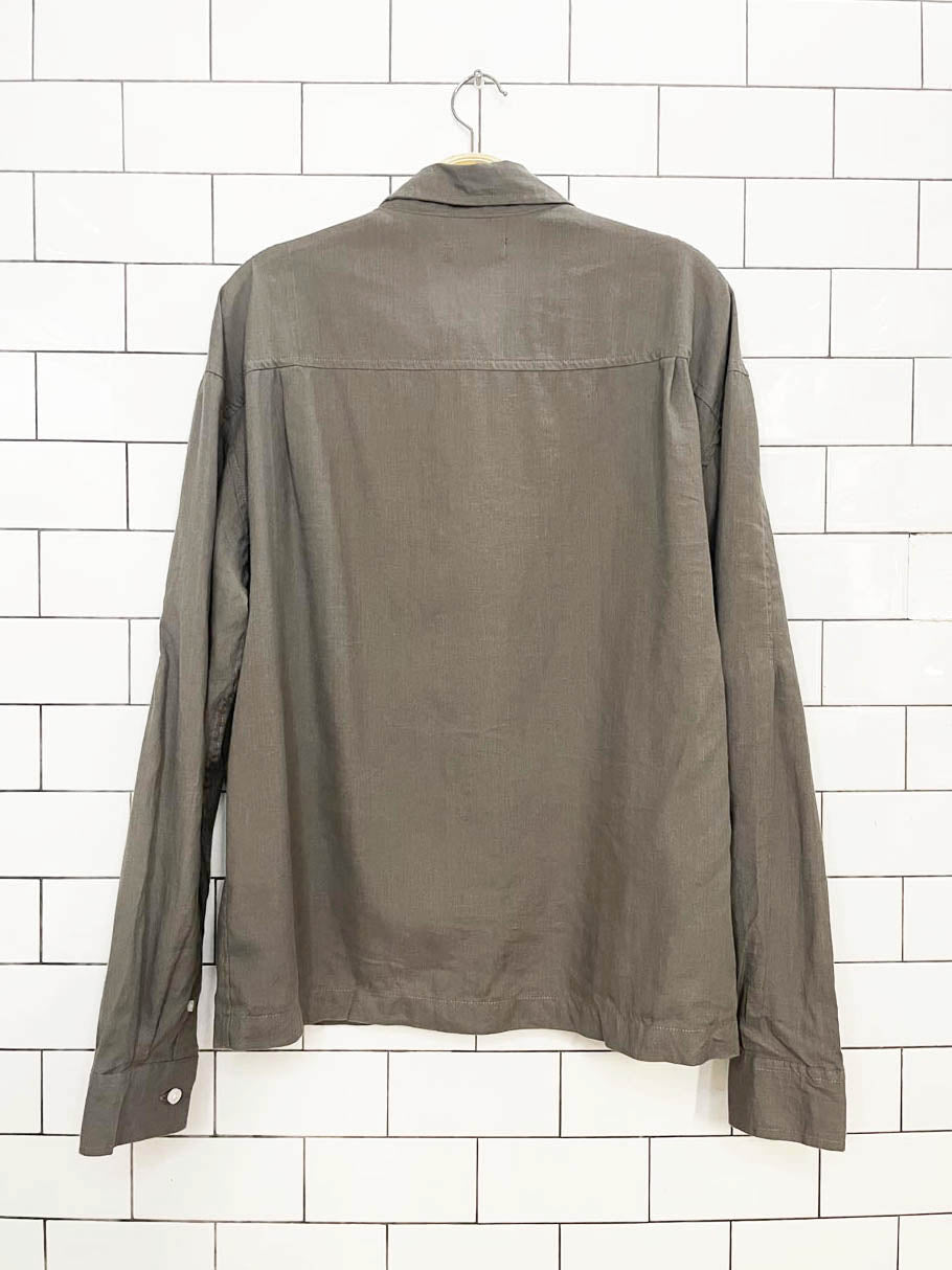 kotn linen-blend full button big pocket shirt