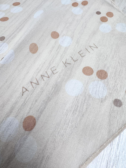 vintage 00s anne klein 100% silk chiffon polka dot square scarf