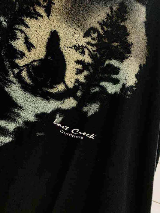 vintage 00s faded printed wolf tee | lost creek outfitters | gildan