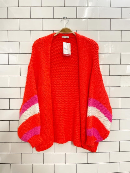 miss sugar neon wool - blend chunky knit cardigan - good market thrift store