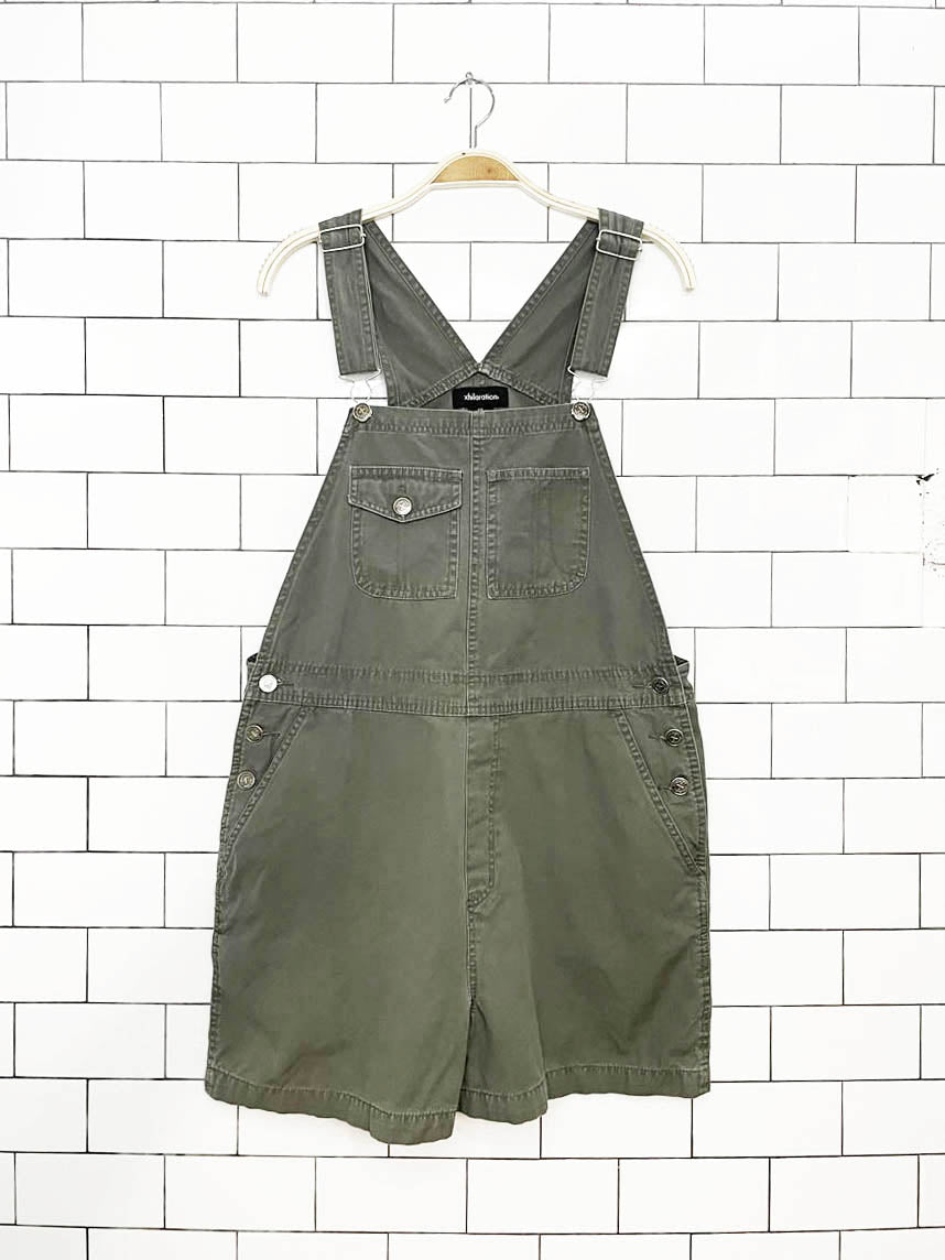 y2k xhileration baggy denim short overalls