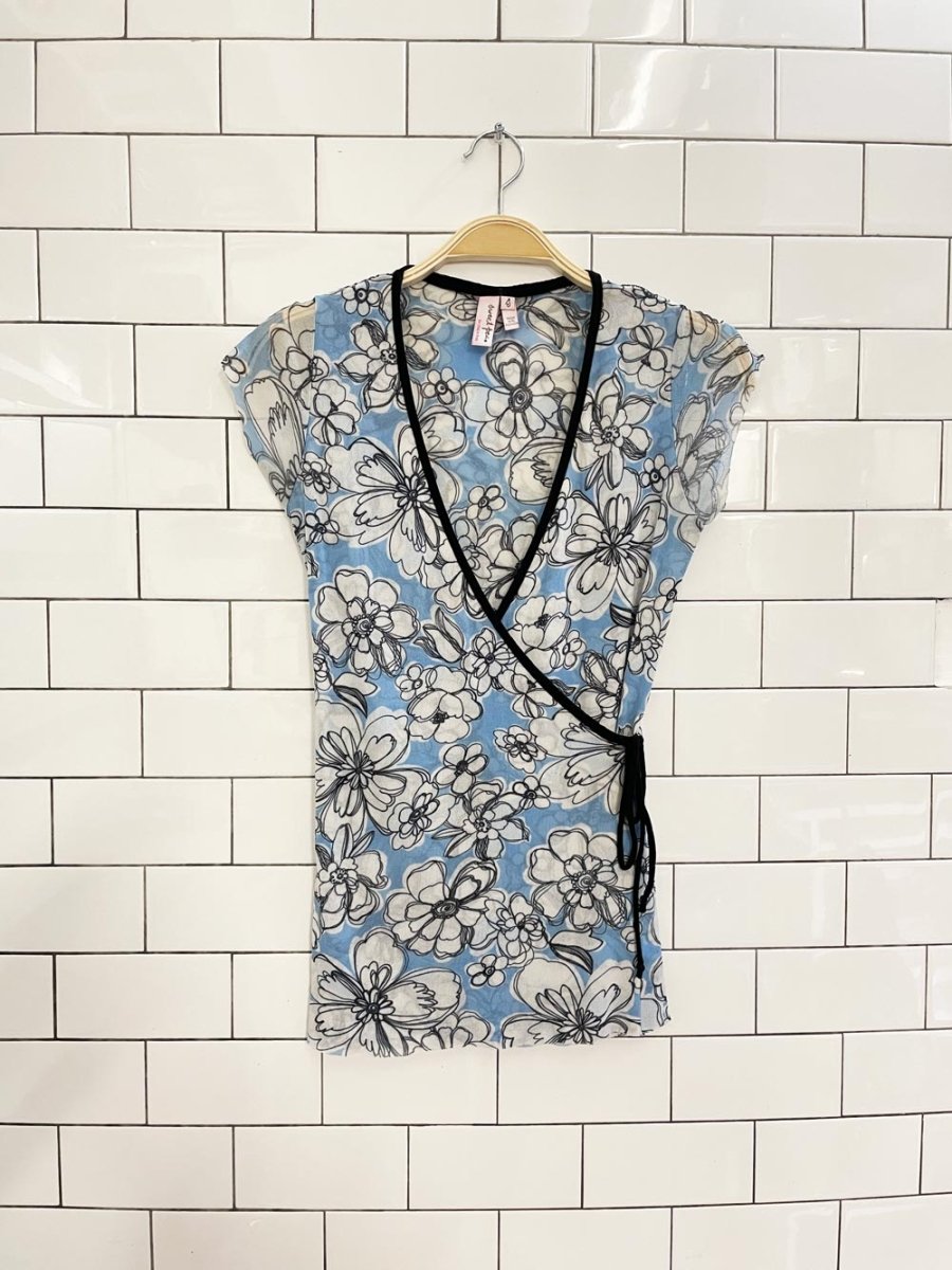 y2k sweat pea floral wrap mesh butterfly top - good market thrift store