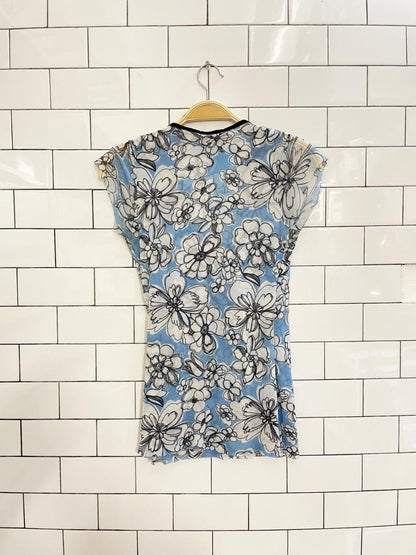 y2k sweat pea floral wrap mesh butterfly top - good market thrift store
