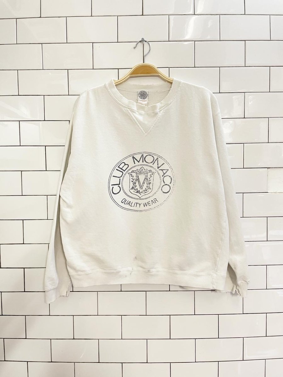 vintage 80s club monaco distressed crest sweatshirt - good market thrift store