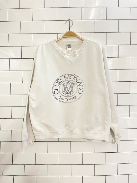 vintage 80s club monaco distressed crest sweatshirt - good market thrift store