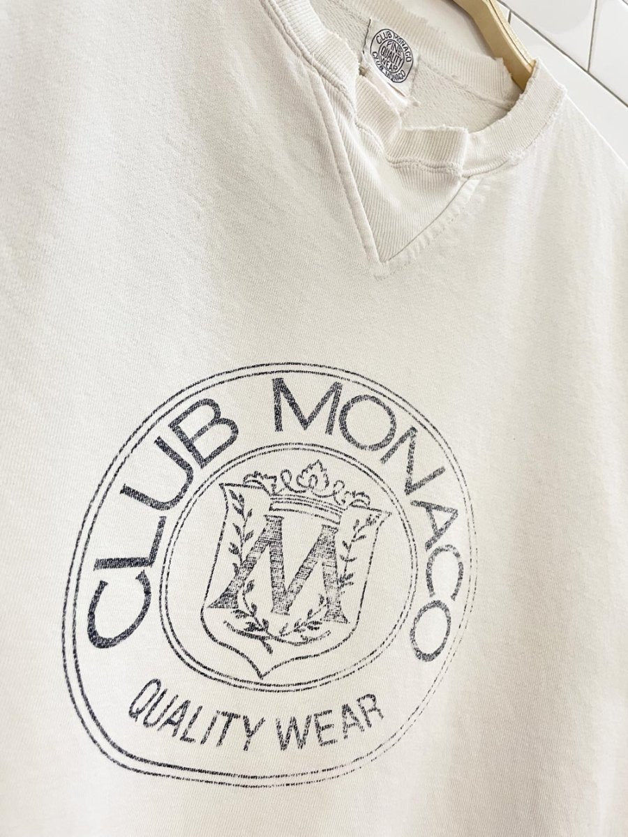 vintage 80s club monaco distressed crest sweatshirt - good market thrift store